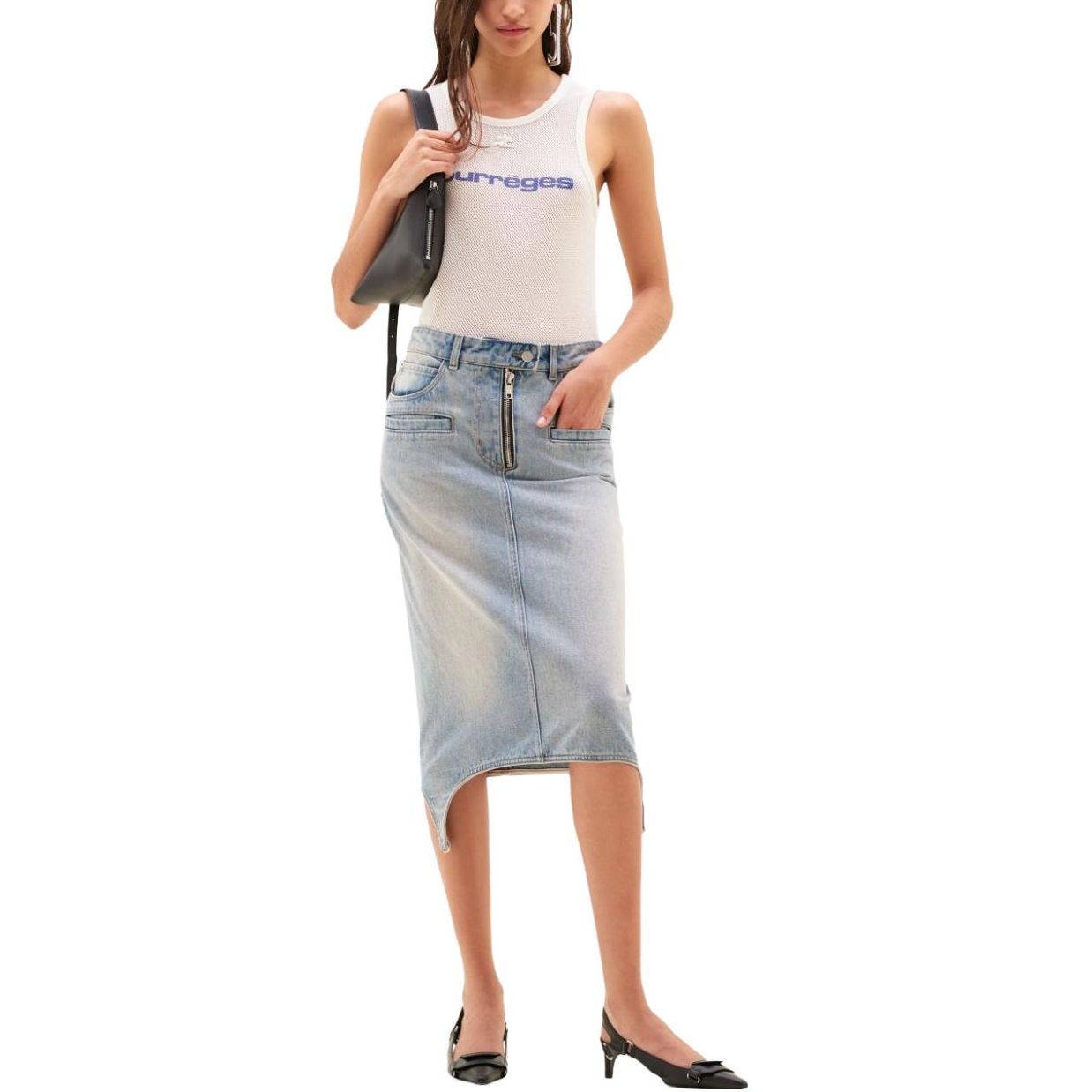 Lookbook (W) COURRÈGES logo印花白色无袖上衣 123JDE041JS0069