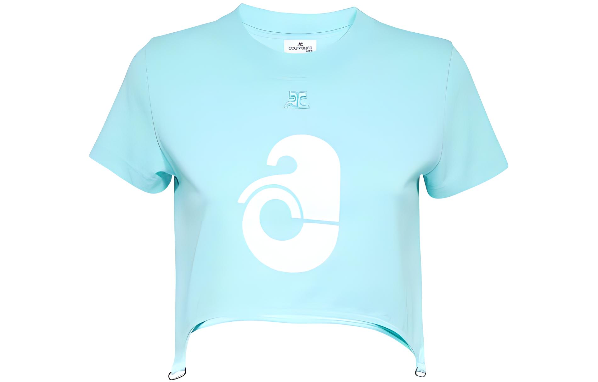 (Women) Courreges Courrèges Graphic Print Crewneck Short Sleeve T-Shirt Women Light Blue 123JTO142JS0058-TURQ