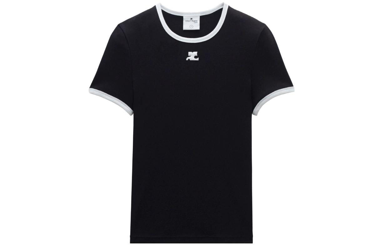 (Women) Courreges Courrèges Two-Tone Crewneck T-Shirt Black PERJTS017JS00709901