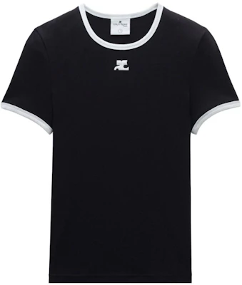 (Women) Courreges Courrèges Two-Tone Crewneck T-Shirt Black PERJTS017JS00709901 Buy (Women) Courreges Courrèges Two-Tone Crewneck T-Shirt Black PERJTS017JS00709901