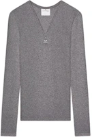 (Women) COURREGES SS24 90's Zip Neck Long Sleeve T-Shirt Dark Heather Grey 324JTS146JS01659011 (Women) COURREGES SS24 90's Zip Neck Long Sleeve T-Shirt Dark Heather Grey 324JTS146JS01659011