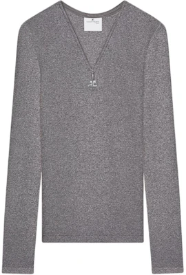 (Women) COURREGES SS24 90's Zip Neck Long Sleeve T-Shirt Dark Heather Grey 324JTS146JS01659011 Buy (Women) COURREGES SS24 90's Zip Neck Long Sleeve T-Shirt Dark Heather Grey 324JTS146JS01659011