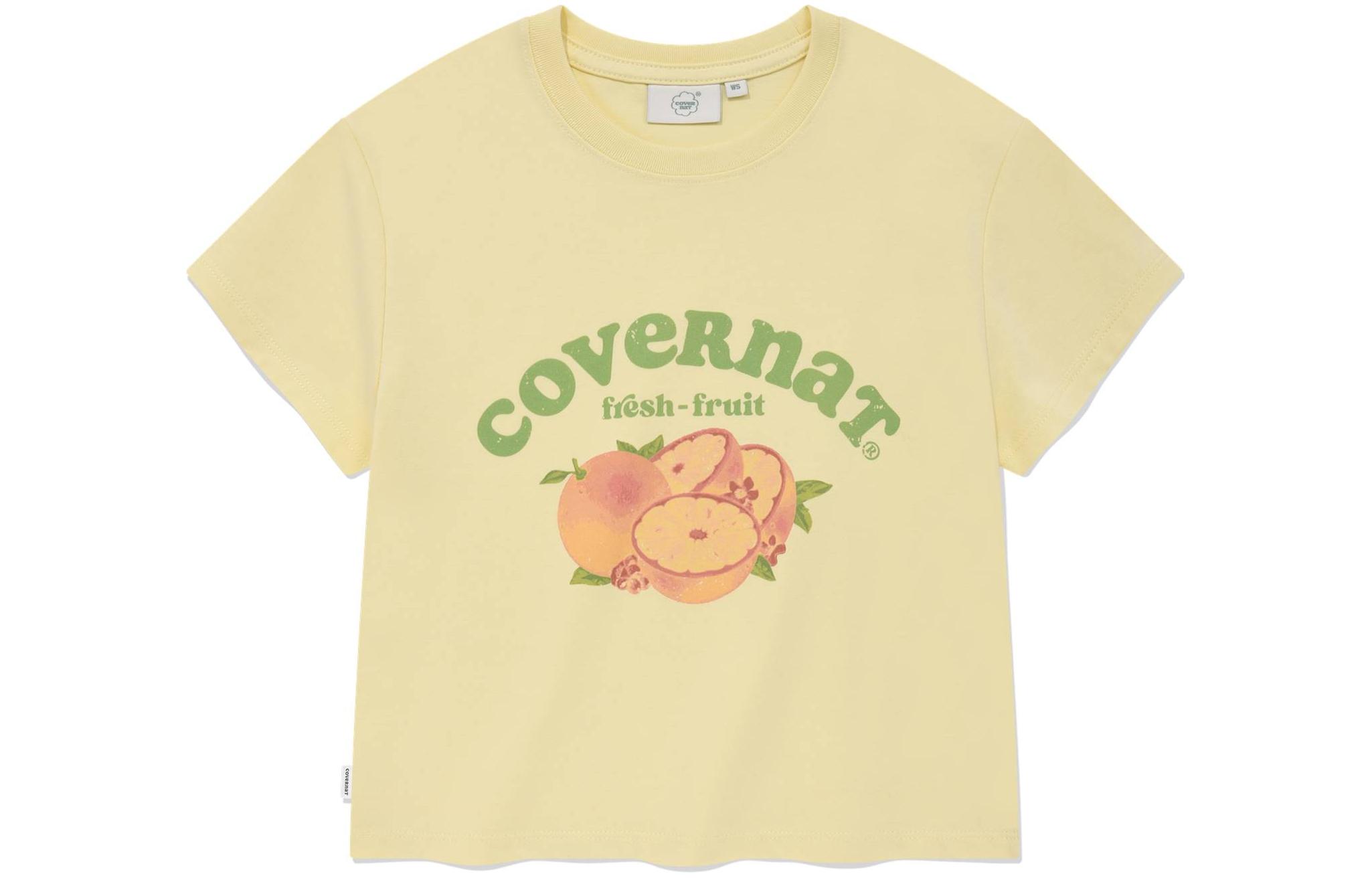 (Women) COVERNAT SS24 Peach Graphic Crop Top Trendy Casual Breathable T-Shirt CO2402ST78LY