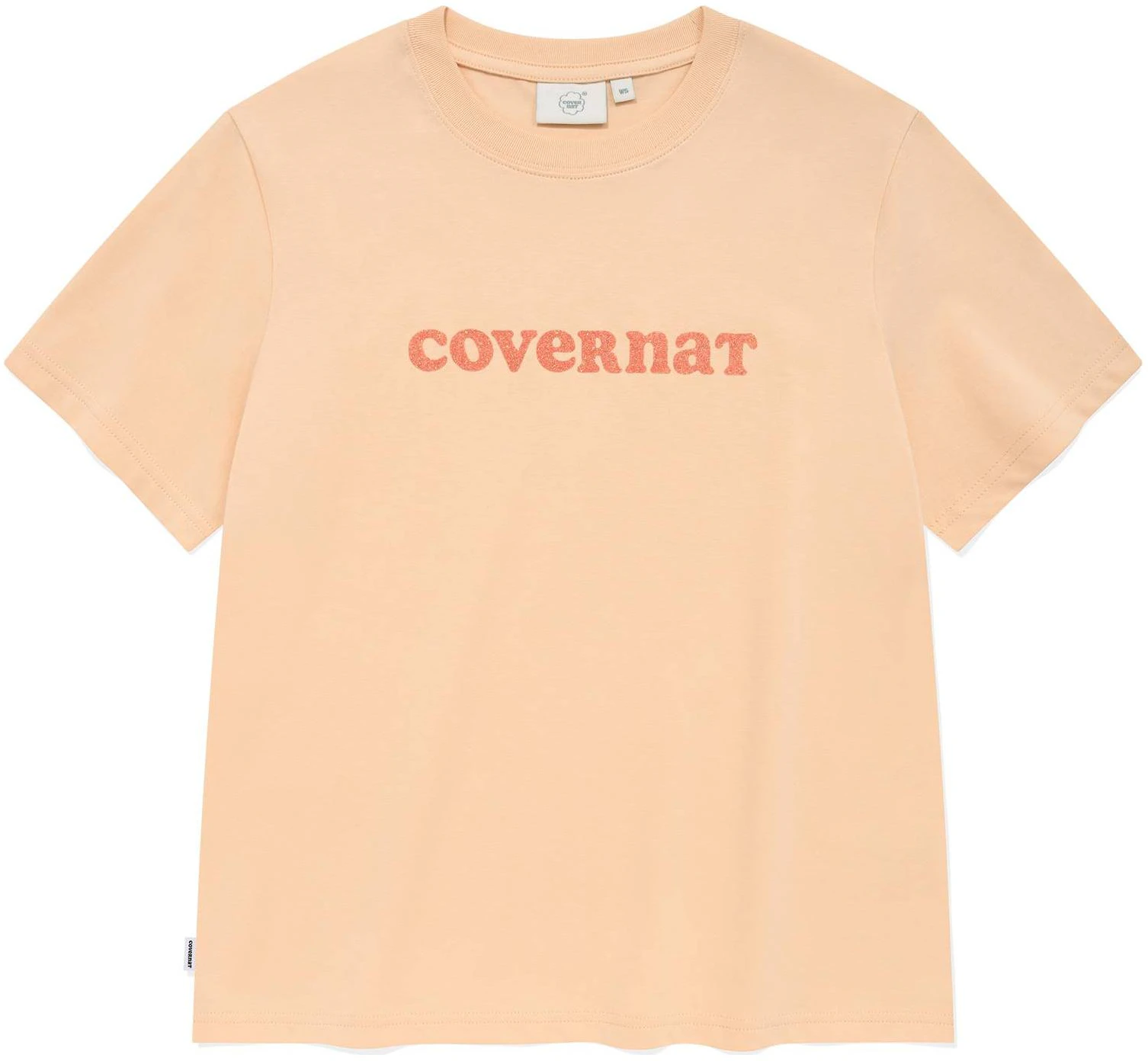 women-covernat-ss-24-salmon-pink-logo-casual-vintage-fit-t-shirt-co-2402-st-95-sm