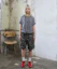 Lookbook (W) 奶油苏打LAB四色线条短款短袖拉链连帽衫灰色 CHZZ41S075