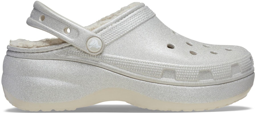 (W) Crocs 女款經典厚底閃亮毛絨銀色拖鞋 210413-040 Order (W) Crocs 女款經典厚底閃亮毛絨銀色拖鞋 210413-040