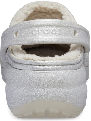 (W) Crocs 女款經典厚底閃亮毛絨銀色拖鞋 210413-040 Shop (W) Crocs 女款經典厚底閃亮毛絨銀色拖鞋 210413-040