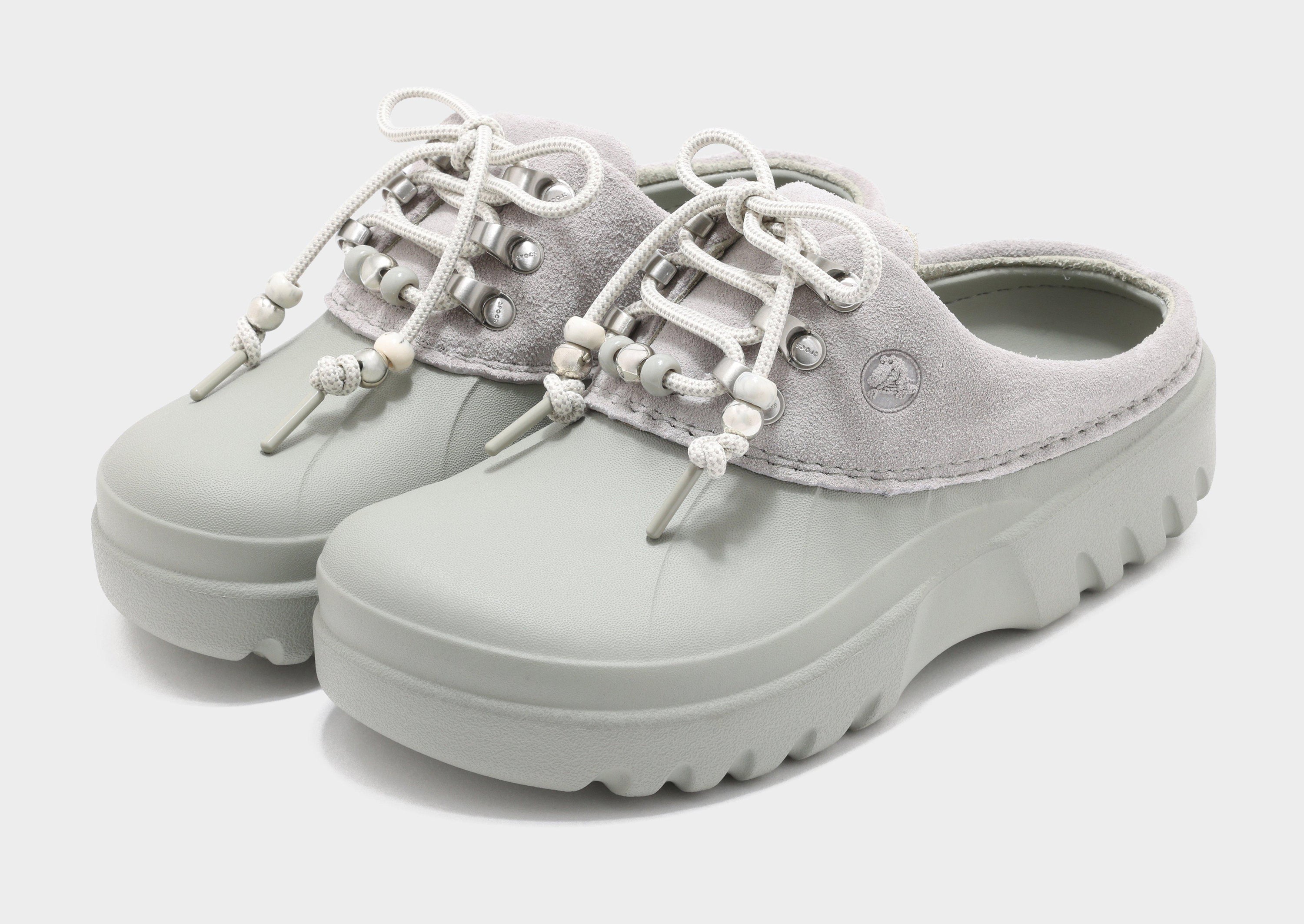 Order (Women) Crocs Axle Suede Mule 'Elephant' 214137-1LM