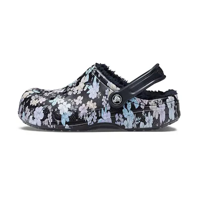 (W) Crocs Baya Lined Clogs 'Black White'