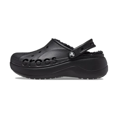(W) Crocs Baya Platform Lined Clog Sandals 'Black'