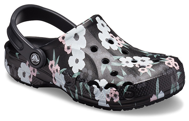 Lookbook Crocs Baya 印花花卉平底沙灘運動涼鞋 黑