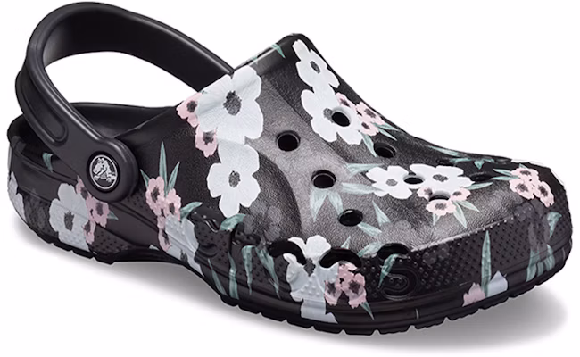Crocs Baya 印花花卉平底沙灘運動涼鞋 黑 Lookbook Crocs Baya 印花花卉平底沙灘運動涼鞋 黑