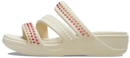 (Women) Crocs Boca Gems Srappy Wedge Sandals 'White Red' 209293 (Women) Crocs Boca Gems Srappy Wedge Sandals 'White Red' 209293