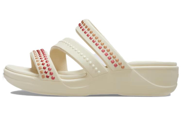 (Women) Crocs Boca Gems Srappy Wedge Sandals 'White Red' 209293