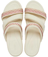 Shop Crocs卡駱馳 BOCA GEMS 羅馬楔型涼拖 女款 米白色