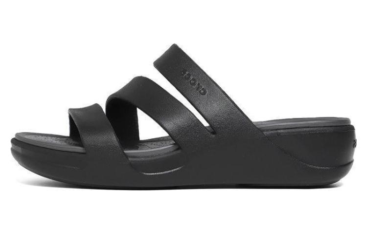 (Women) Crocs Boca Strappy Wedge Sandals 'Black' 207434-001