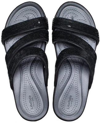 Crocs卡駱馳 BOCA 亮片綁帶坡跟拖鞋 女款 黑色 Lookbook Crocs卡駱馳 BOCA 亮片綁帶坡跟拖鞋 女款 黑色