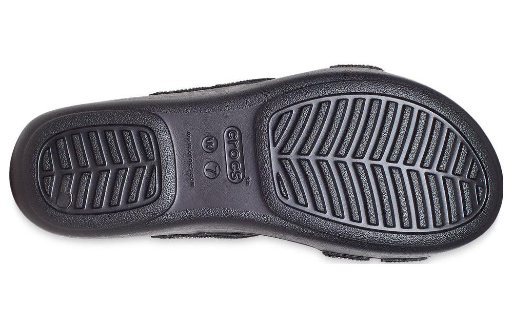 Shop Crocs卡駱馳 BOCA 亮片綁帶坡跟拖鞋 女款 黑色