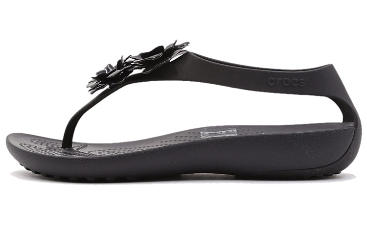 (Women) Crocs Breathable Cozy Lightweight Black Sandals 205600-060