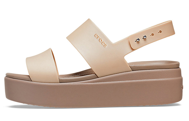 Buy Crocs卡駱馳 布魯克林 厚底休閒涼鞋 女款 香檳金