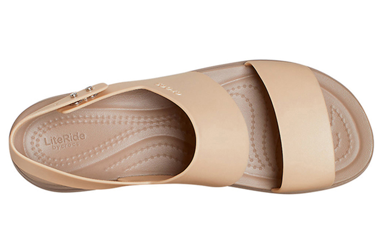 Lookbook Crocs卡駱馳 布魯克林 厚底休閒涼鞋 女款 香檳金