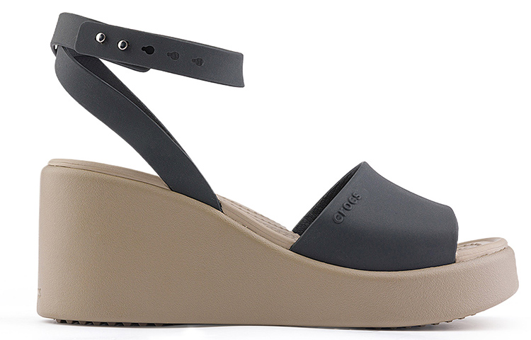 Order Crocs卡羅奇 布魯克林一字帶坡跟涼鞋 女款 黑