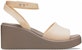 (W) Sandal Tumit Wedge Crocs Brooklyn Tali Buku Lali 'Putih Krim Coklat' 209406-2DS