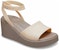 (W) Sandal Tumit Wedge Crocs Brooklyn Tali Buku Lali 'Putih Krim Coklat' 209406-2DS