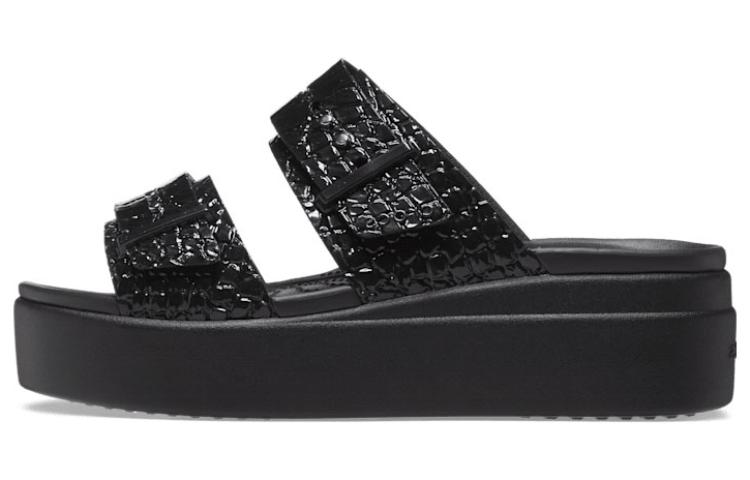 (Women) Crocs Brooklyn Croco Shine Buckle 'Black' 209361
