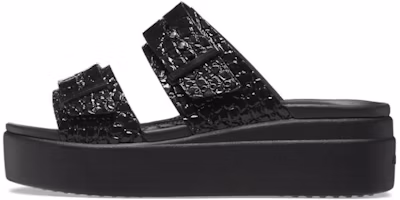(Women) Crocs Brooklyn Croco Shine Buckle 'Black' 209361 (Women) Crocs Brooklyn Croco Shine Buckle 'Black' 209361
