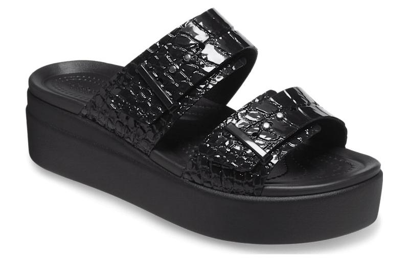 Lookbook (Women) Crocs Brooklyn Croco Shine Buckle 'Black' 209361