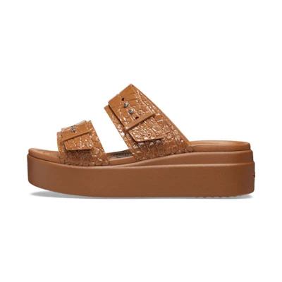 (W) Crocs Brooklyn Croco Shine Buckle 'Brown'