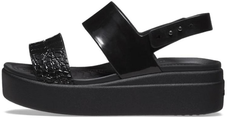 (Women) Crocs Brooklyn Croco Shine Low Wedge 'Black' 209360 Buy (Women) Crocs Brooklyn Croco Shine Low Wedge 'Black' 209360