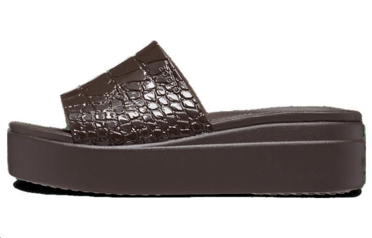 (Women) Crocs Brooklyn Croco Shine Slide Sandals 'Espresso' 209253-206