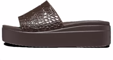 (Women) Crocs Brooklyn Croco Shine Slide Sandals 'Espresso' 209253-206 (Women) Crocs Brooklyn Croco Shine Slide Sandals 'Espresso' 209253-206