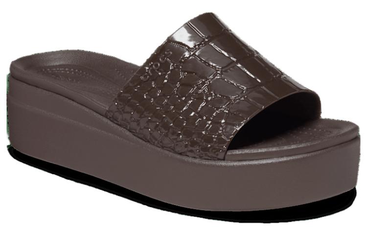 Order (Women) Crocs Brooklyn Croco Shine Slide Sandals 'Espresso' 209253-206