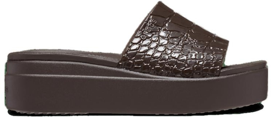 (Women) Crocs Brooklyn Croco Shine Slide Sandals 'Espresso' 209253-206 Order (Women) Crocs Brooklyn Croco Shine Slide Sandals 'Espresso' 209253-206