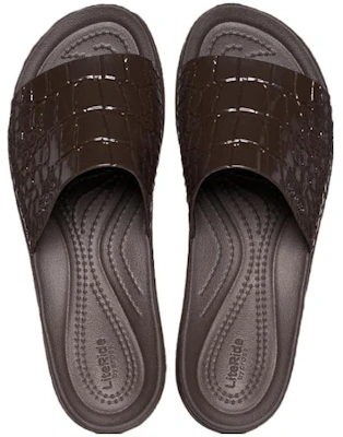 (Women) Crocs Brooklyn Croco Shine Slide Sandals 'Espresso' 209253-206 Lookbook (Women) Crocs Brooklyn Croco Shine Slide Sandals 'Espresso' 209253-206