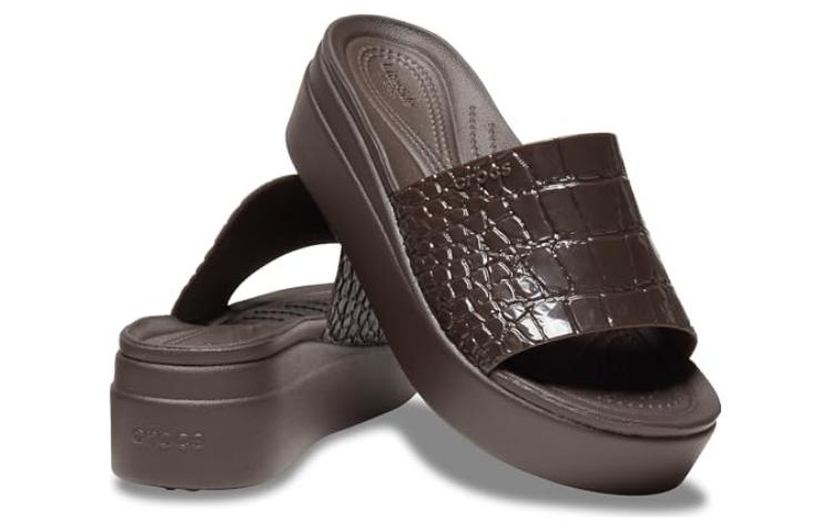Shop (Women) Crocs Brooklyn Croco Shine Slide Sandals 'Espresso' 209253-206