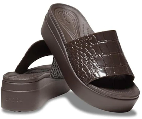 (Women) Crocs Brooklyn Croco Shine Slide Sandals 'Espresso' 209253-206 Shop (Women) Crocs Brooklyn Croco Shine Slide Sandals 'Espresso' 209253-206