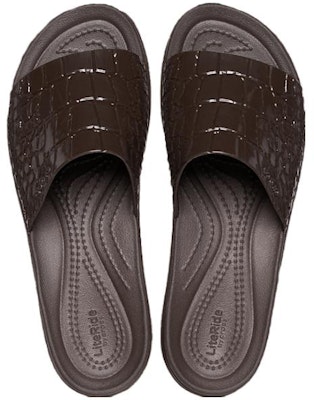 (Women) Crocs Brooklyn Croco Shine Slide Sandals 'Espresso' 209253-206 Shop (Women) Crocs Brooklyn Croco Shine Slide Sandals 'Espresso' 209253-206