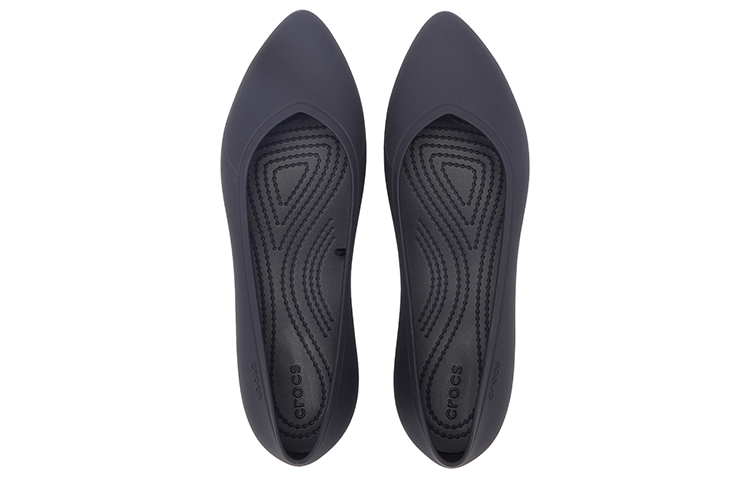 Shop Crocs 卡駱馳 布魯克林尖頭平底 休閒單鞋 女款 深藍色