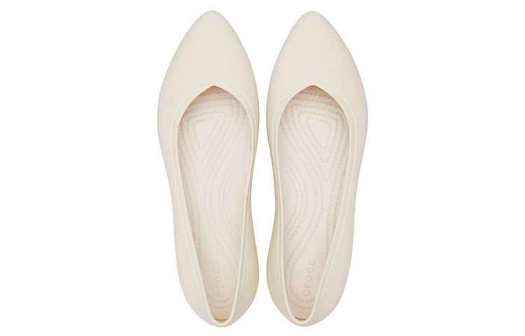 Shop Crocs卡駱馳 PU 布魯克林尖頭 休閒單鞋 女款 水泥灰