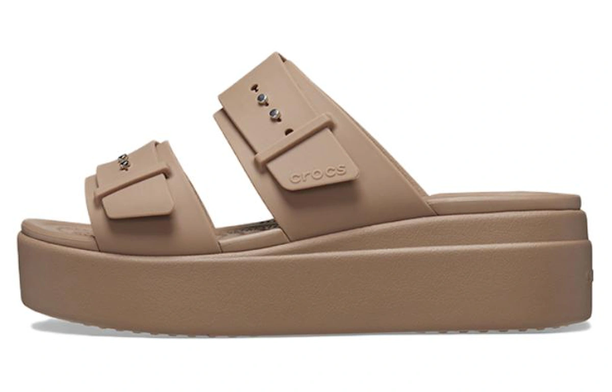 (Women) Crocs Brooklyn Sandal Low Wedge 'Latte'