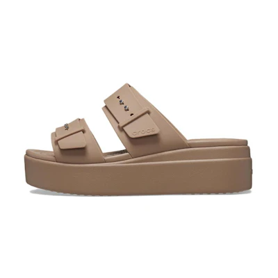 (W) Crocs Brooklyn Sandal Low Wedge 'Latte'