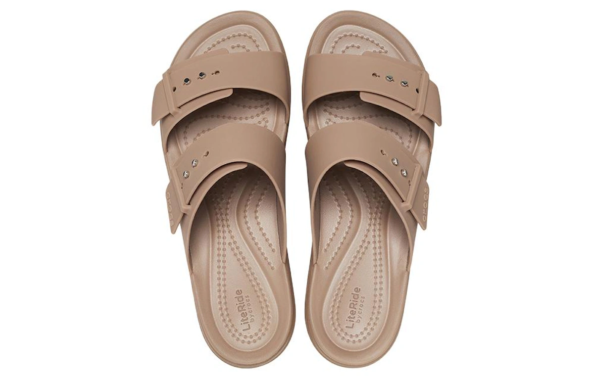 (Women) Crocs Brooklyn Sandal Low Wedge 'Latte'