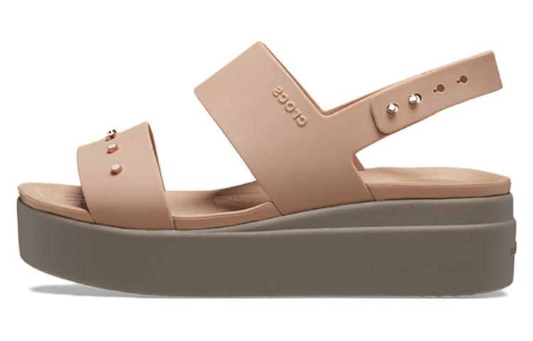 (Women) Crocs Brooklyn Studded Low Wedge 'Cork Mushroom' 209254-2DH