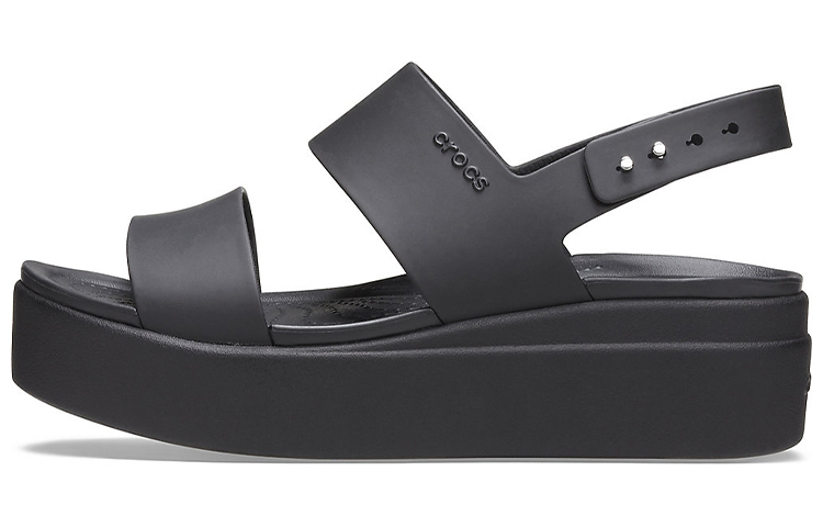 (Women) Crocs Brooklyn Thick Sole Casual Black Sandals 206453-060