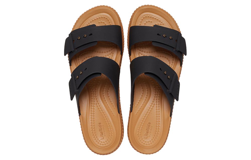 Lookbook Crocs卡骆驰 舒適簡約百搭 一字拖鞋 4.5cm 女款 黑色