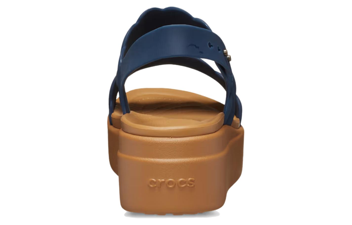 Purchase Crocs卡骆驰 圓頭增高坡跟搭扣 一字帶涼鞋 女款 海軍藍